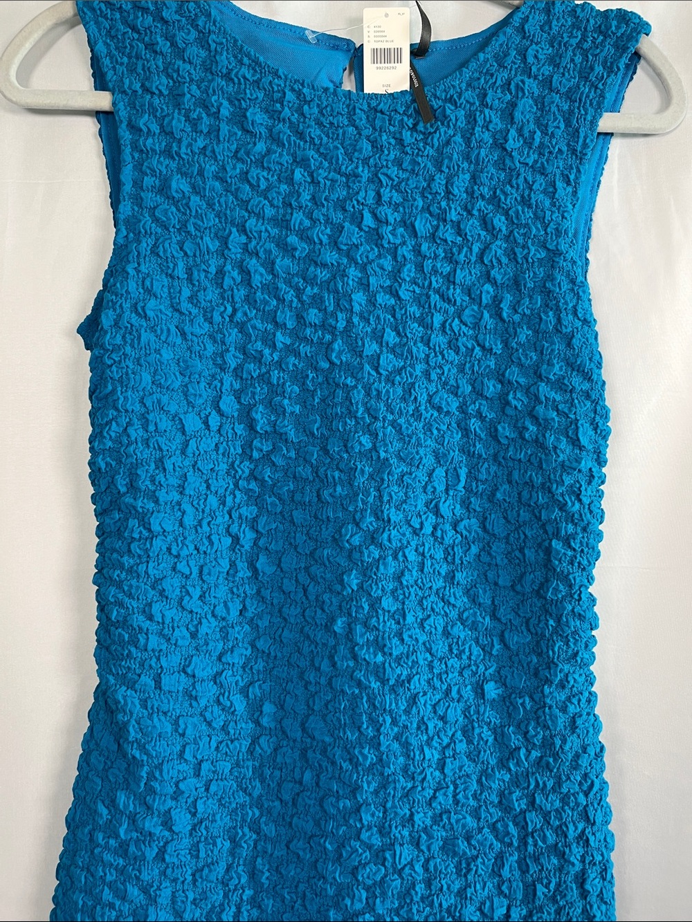 🛍️SALE Anthropologie textured crinkle mini shift bodycon dress blue NEW SZ S - Picture 5 of 9